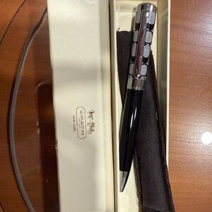 Coach Black and Silver Checkered Pen